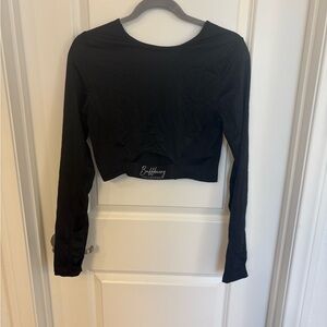 Buffbunny Medium Logo Black Long Sleeve Cropped Top